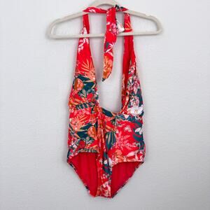 Modcloth Womens The Bethany One Piece Swim Bathing Suit L Tropical Beach Orange